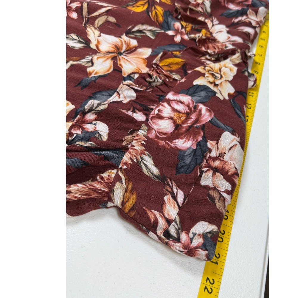 Torrid‎ Floral Babydoll Cami Women L/12 Burgundy Wine Peplum Sleeveless Top - Picture 7 of 8